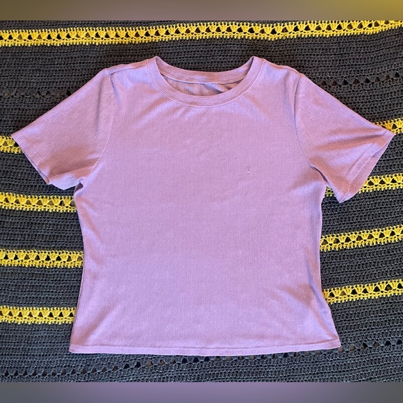 MOTF PREMIUM PLUS SIZE (1x) MAUVE PURPLE RIBBED T-SHIRT - Picture 2 of 4